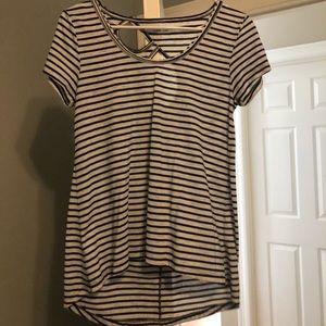 Black and oatmeal striped top by Calvin Klein